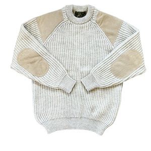 NIFFI 100% PURE NEW WOOL SUEDE TRIM WINTER THICK SWEATER MEN'S M MADE IN ENGLAND